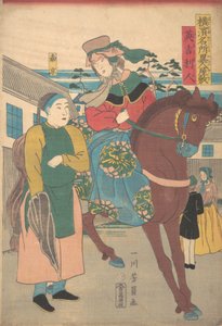 Uma mulher inglesa com um servidor chinês no distrito estrangeiro, da série Pl..., 1861.
