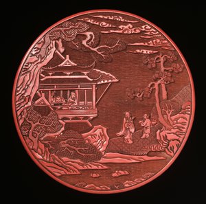 Caixa de Cinábrio Circular Esculpida e Tampa (madeira lacada) (ver também 272180 e 272181)