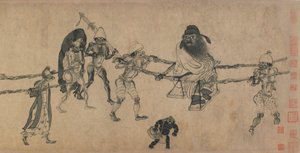 Zhong Kui Viajando (tinta no papel)