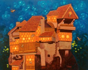 Casa das abelhas, 2023 (óleo sobre tela) de Yue Zeng