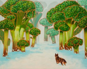 Floresta de brócolos, 2023 (óleo sobre tela) de Yue Zeng