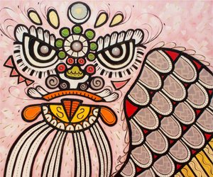 Dança do leão branco, 2022 (óleo sobre tela) de Yue Zeng