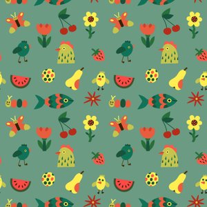 Padrão sem costuras, 2018 (gráfico vetorial) de Yulia Drobova