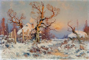 Paisagem de inverno no sol da tarde. Pintura de Juli Julievich (Julius) von Klever (1850-1924), óleo sobre tela, final do século XIX e início do século XX. Arte russa, realismo. Coleção privada. de Yuly Klever