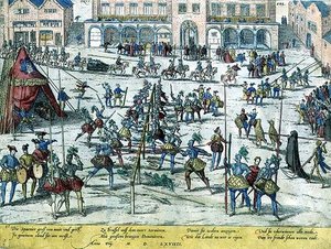 Torneio Realizado em Bruxelas pelos Espanhóis para Impulsionar a Moral dos Soldados e para Enfatizar que a Holanda era agora a deles de Zacharias (school of) Dolendo