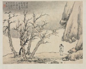 Álbum de paisagens em vários estilos: Snowy Landscape, 1684. de Zha Shibiao