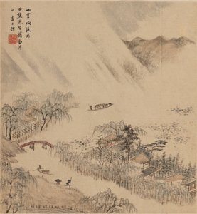 Paisagem fluvial, provavelmente 1666 de Zha Shibiao