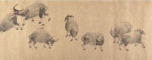 Búfalos de água, datados de 1639. de Zhang Hong