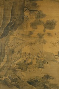 Estudando uma pintura, século XVI. de Zhang Lu