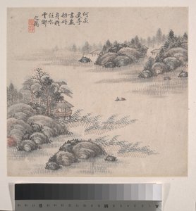Paisagens, datado de 1875 (álbum de doze folhas; tinta e cor sobre papel) de Zhiwan Zhang