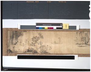Vida dos pescadores ao longo do rio, século 18 (tinta e cor na seda, handscroll) de Zhou Shanguan