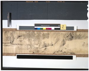 Vida dos pescadores ao longo do rio, século 18 (tinta e cor na seda, handscroll) de Zhou Shanguan