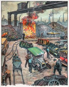 Uma descarga de carro nos EUA. 1924 (ilustração) de . .