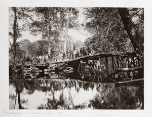 Uma ponte militar sobre o Chickahominy, Virgínia, EUA, c 1862 de Ferdinand Georg Waldmuller