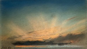 Afterglow âmbar com raios crepusculares, Setembro de 1885 de Frederick (attr. to) Barnard