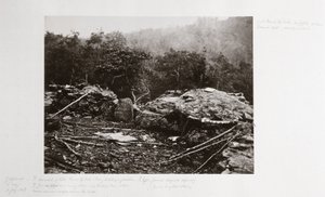 Breastworks on Little Round Top Hill, Gettysburg, Pennsylvania, Julho 1863 de Ferdinand Georg Waldmuller
