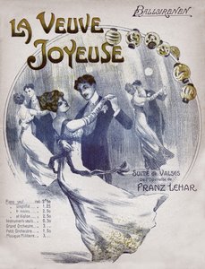 Casais dançando a valsa Ballsirenen. por volta de 1910 (ilustração) de . .
