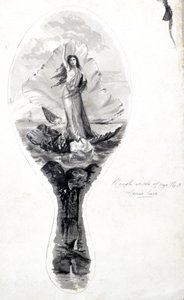 Desenho para um espelho de costas com Vénus na sua concha, c 1870-1875 de Frederick (attr. to) Barnard