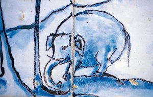 Elefante, azulejos, Palácio dos Marqueses de Fronteira, Lisboa, Portugal, Detalhe