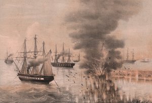 Explosão da lanterna de Ancona ao lado do mar, cerco de Ancona de William Walcutt