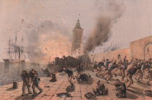 Explosão de barril de pólvora de Lanterna, cerco de Ancona de William Walcutt