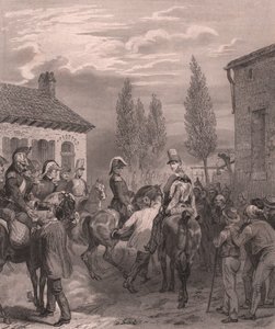 Exército francês entrando na Bélgica, agosto de 1831, gravura em aço em papel de porcelana de William Walcutt