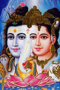Deus hindu Shiva e deusa Parvati. de . .
