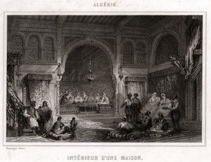 Interior na Argélia, por volta de 1840 (gravura) de . .