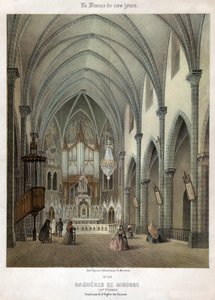 Interior da igreja carmelita em Bagneres de Bigorre. cerca de 1870 (Gravura) de . .