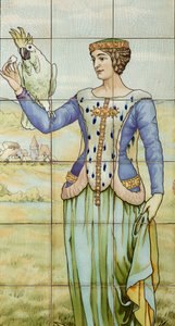 Vista interior, painel de azulejos, pintor Furcy Ernest Tondeur, executor Boch Frères La Louvière de . .