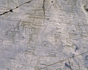 Itália, Lombardia, província de Brescia, Valcamonica, Parque Nacional de esculturas em pedra de Naquane, gravuras rupestres camunianas