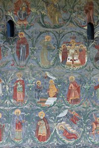 Mosteiro (manastirea Sucevita). A Igreja. Exterior. A parede sul. Pintura mural. de . .