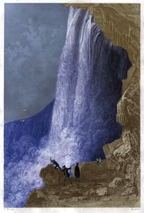 Cataratas do Niágara, EUA. cerca de 1860 (gravura) de . .