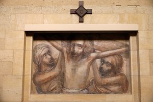 Abadia trapista de Orval, Bélgica. Igreja. Caminho da cruz. 11ª estação de . .