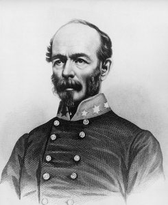 Retrato de Joseph Eggleston Johnston (1807-1891), oficial do Exército americano durante a Guerra México-Americana, Guerra das Seminole e Guerra Civil Americana, gravura de William Walcutt