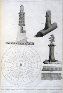 Esboços preliminares do farol de Eddystone de Smeaton, c 1756 de Ferdinand Georg Waldmuller