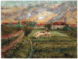 Rebanho de ovelhas, cerca de 1910 de . .