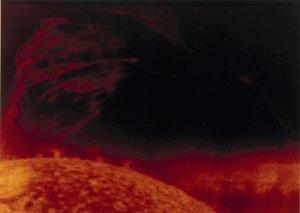 Foco solar visto em hélio 3 luz, fotografado a partir do Skylab