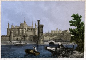 O Antigo Louvre, início do século XIX (gravura) de . .