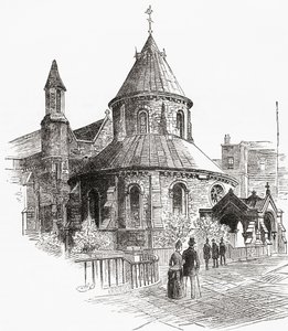 A Igreja do Templo, Londres, Inglaterra, vista aqui no século XIX. de . .