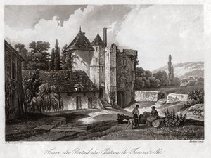 O castelo de Tancarville. cerca de 1840 (gravura) de . .