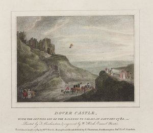 A primeira travessia do Canal por balão, 7 de Janeiro de 1785 de Frederick (attr. to) Barnard