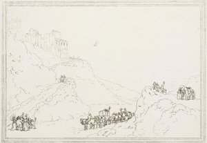 A primeira travessia do Canal por balão, 7 de Janeiro de 1785 de Frederick (attr. to) Barnard