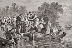 Tobacco Wives ou Tobacco Brides chegam a Jamestown, Virgínia, EUA de . .