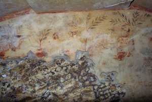 Árvores, fresco, Túmulo de Demônios Azuis, Necrópole de Tarquinia (Patrimônio Mundial da UNESCO, 2004), Lácio, Itália, civilização etrusca, século V a.C. (foto) de Georg Carl Heinrich Dollmann