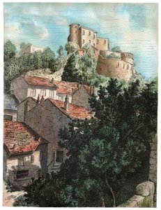 Aldeia com um castelo de . .
