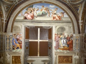 Virtudes Cardeais e Teológicas, muro de justiça, sul de Raphael
