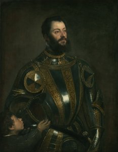 Retrato de Alfonso d&39;Avalos, Marquês de Vasto, na armadura com um pajem