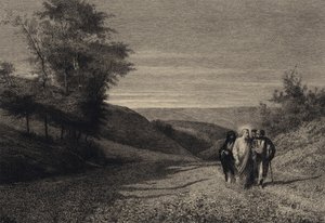Jesus e seus discípulos no caminho para Cesareia de after Albert Robida