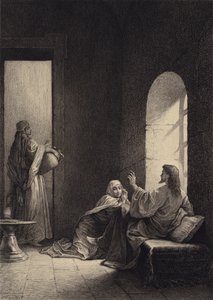 Jesus na casa de Marta e Maria de after Albert Robida